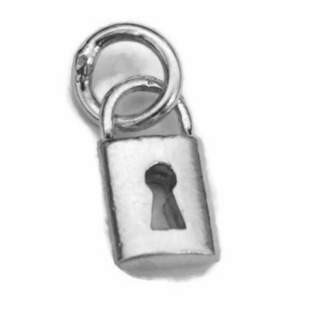 Small Lock .925 Sterling Silver Charm pendant - Picture 1 of 3